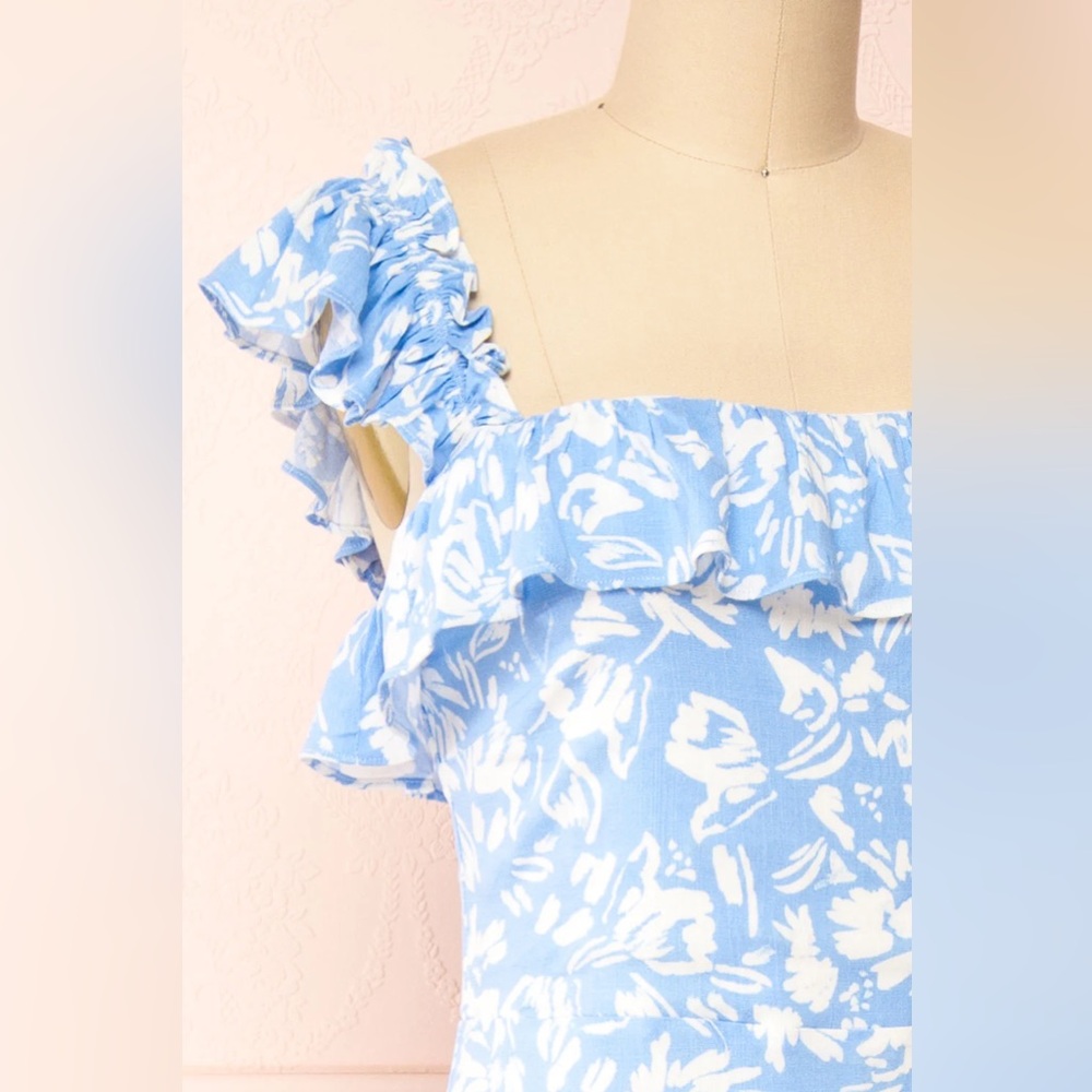 Sugarlips Allegra Floral Blue and White Midi Dress like Reformation - Picture 6 of 16